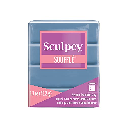 Sculpey SoufflÃ© Polymer Oven-Bake Clay, Bluestone, Non Toxic, 1.7 oz. bar, Great for jewelry making, holiday, DIY, mixed media and more! Premium light-weight oven bake clay.