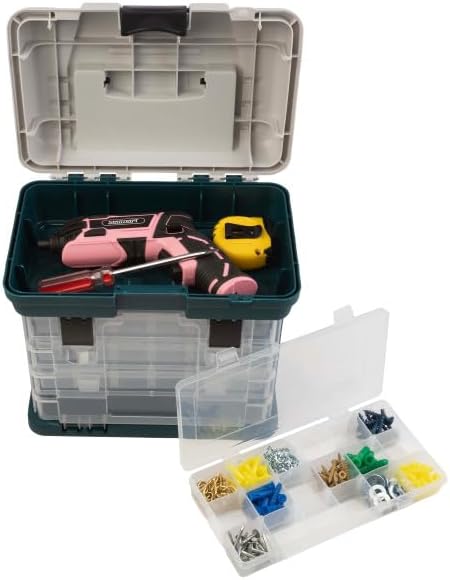 Portable Tool Box - Small Parts Organizer with Drawers and Customizable Compartments for Hardware, Fishing Tackle, Beads, or Crafts by Stalwart (Gray) (Pack of 2) image 5