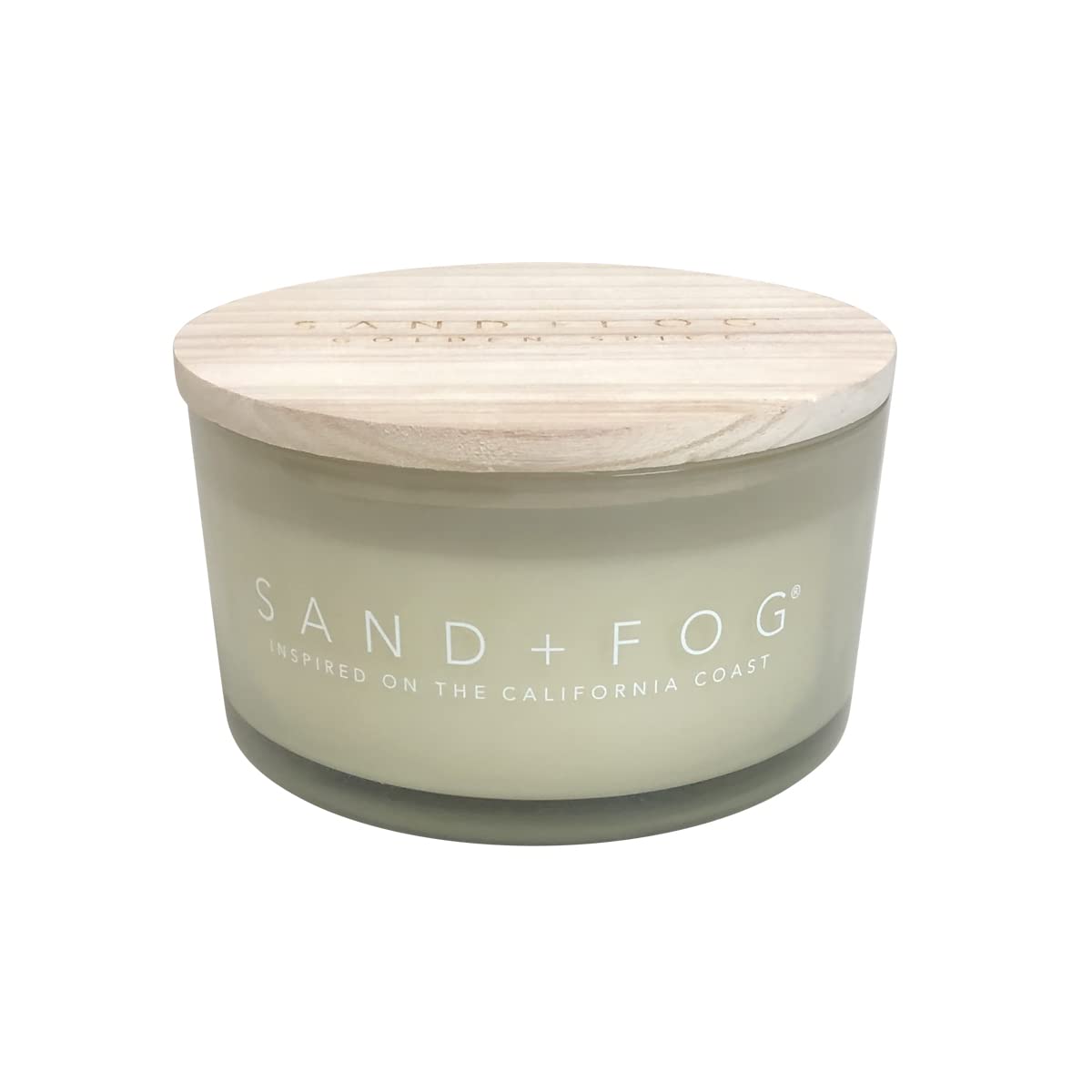 Sand + Fog Scented Candles | Golden Spice | Made with Essential Oils | 4 Wicks - 100% Cotton Lead-Free | 24 oz | Cocktail Table | Solid Wood lid Carved with Sand + Fog