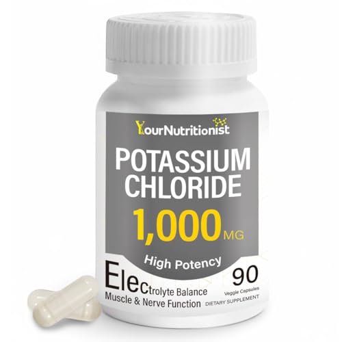 Potassium Chloride 1000mg Supplement Electrolyte Balance Support