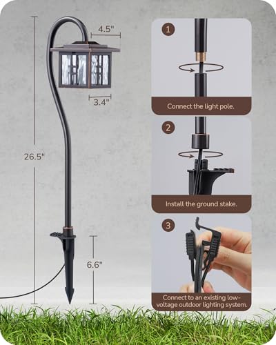 EDISHINE Low Voltage Landscape Lighting, 3W 185LM Oil-Rubbed Bronze Outdoor Landscape Path Lights, Low Voltage Pathway Lights for Garden Driveway, Die-Cast Aluminum, 50,000H, 6-Pack - Thumbnail 7