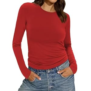 Womens Long Sleeve Shirts Basic Tee...