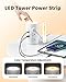 AnnTane Power Strip Tower with Night Light, 15W Surge Protector Power Strip with USB Ports, 10 FT Extension Cord with Multiple Outlets (12AC+3A+2C) for Home Office Desk DormRoom (White)