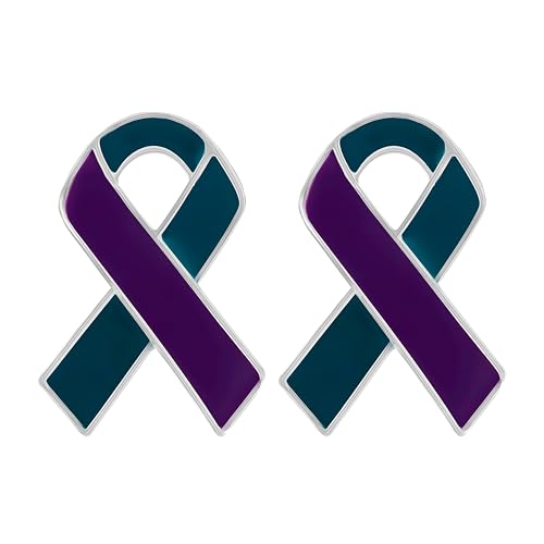 Image of Suicide Awareness and Prevention Pin - Bulk Packs - Variety Pack of Teal & Purple Ribbon Pin Perfect for Support Groups, Gift-Giving and Fundraising