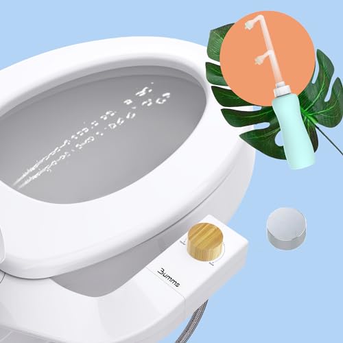 BUMMS Bidet Attachment for Toilet UK - Reversible (Left or Right Installation), Includes Travel Bidet and Additional Chrome Knob, Non-Electric, Retractable Self-Cleaning Dual Nozzles