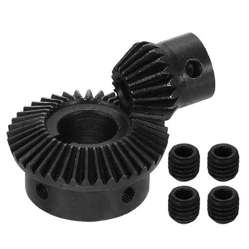 Image of uxcell 2Pcs Tapered Bevel Gears Set, 1 Mod 1:2 (20T /40T) Harden Steel Straight Bevel Gear, 90 Degree Steering Motor Gears, (5mm /15mm Shaft Hole with Keyway)