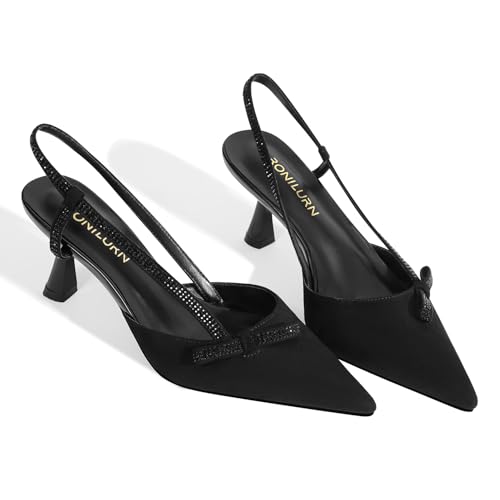 Image of Women's pumps Kitten Heels Closed Toe Rhinestone Slingback Pointed Toe