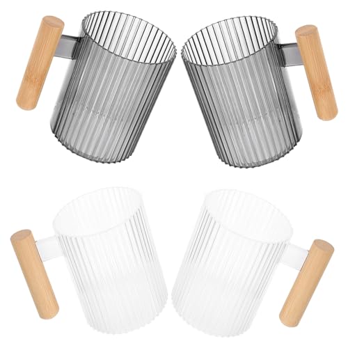 PRETYZOOM Mouthwash Cup Set for Toothbrush Storage 4pcs Unbreakable Plastic Tumbler for Daily Use Smooth and Comfortable Grip