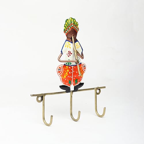 Image of Habere India-All the Cultures Fabricating India Keychain Stand | Keys Organizer | Key Hanger for Wall | Keychain Holder | Modern Key Holder for Wall (Orange - 16x3x17 cm)