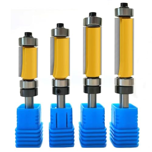 4Pcs Double Bearing Flush Trim Router Bit 1/4 Shank, Top