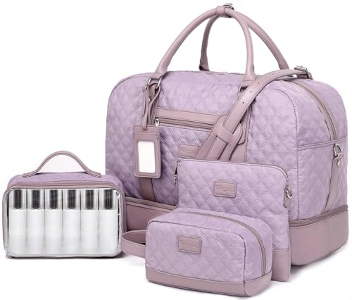 Wogarl Weekender Bags for Women Large Overnight Bag Weekend Travel Duffel Bag Carry on Shoulder with Shoe Compartment Toiletry Bag for Travel Business Gym