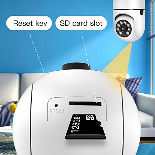 Anakk 360 Light Bulb Security Camera, 2K 3Mp Wireless 2.4Ghz Wifi Home Surveillance Cameras, Two-Way Audio, Baby And Pet Monitor Indoor/Outdoor, Light Socket Security Camera, Compatible With Alexa #TOP6