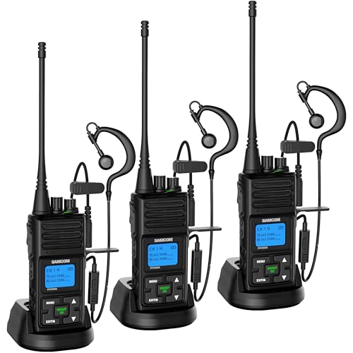 SAMCOM 2 Way Radios FPCN30A Two Way Radios Long Range Rechargeable 5 Watts UHF Professional Handheld Radios Walkie Talkies with GROUP CALL,1500mAh Battery and Earpieces for Commercial Business,3 Packs