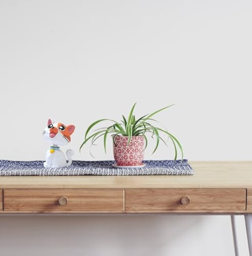 Image of AUGEN Cute Cat White Orange Bobblehead for Car Dashboard, Office Desk & Study Table (Pack of 1)