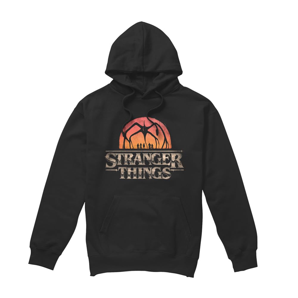 Stranger Things Stranger Things Sunset Logo Unisex Hoodie, Black Felpa con Cappuccio Unisex - Adulto (Pacco da 1)