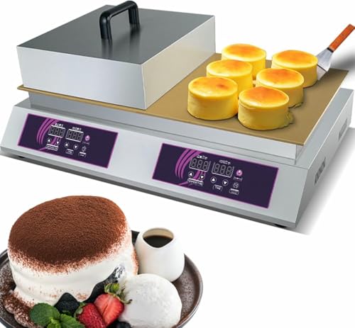 FHRKA Máquina eléctrica para Hacer soufflé y panqueque, de Acero Inoxidable con Placa de Cobre Puro, de 0 a 260 °C, con una Sola Placa eléctrica. (Doublehead)