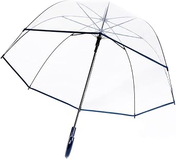 ThreeH Clear Bubble Umbrella Curved Handle Sturdy Plastic Transparent Dome 8 Ribs Auto Open Stick Umbrella