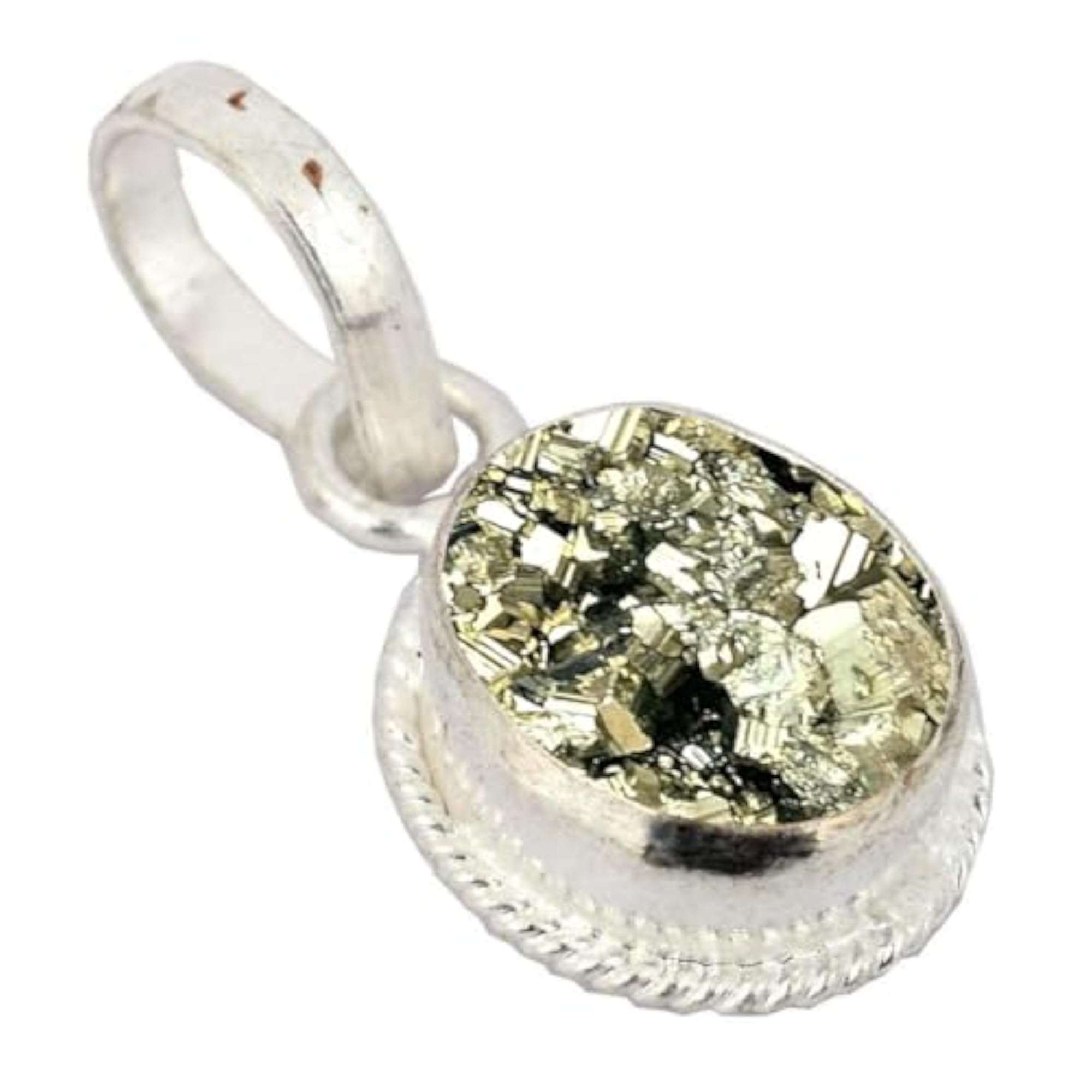 Women's 13.55 Carat Natural Pyrite Silver Plated Pendant