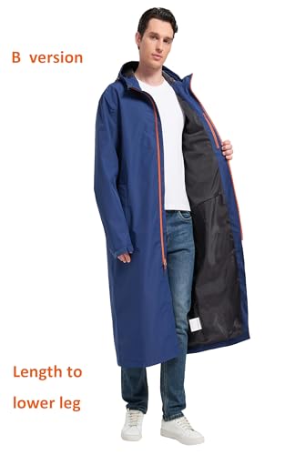 Image of NORDIC OUTLAND Rain Jacket Men,Waterproof Breathable Long Raincoat with Hood Mesh Lining,Windbreaker for outdoor activities