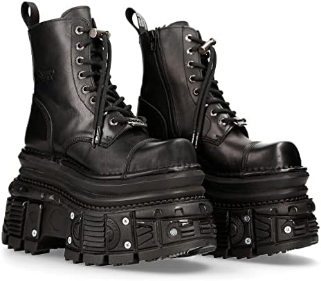 New Rock Boots MILI083CCT-C4 Womens Metallic Black Leather Platform Military 6 Review | Image 2