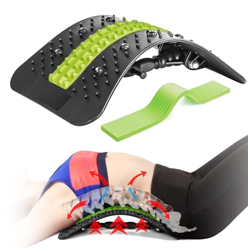 GUBENCI - Back Stretcher,Back Cracking Device,2025 Upgraded Back Cracker for Lower Back Pain Relief,Fully Adjustable Multi-Level Spine Deck with Massage Points for Herniated Disc, Scoliosis, Sciatica (BlackGreen)