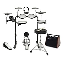 FAMILY-FRIENDLY DESIGN: 9-piece mesh compact electronic drum set ideal for any living environment. Adjustable height makes it suitable for both children and adults. COMPLETE PACKAGE: Comes with all essential accessories such as drumsticks, headphones...