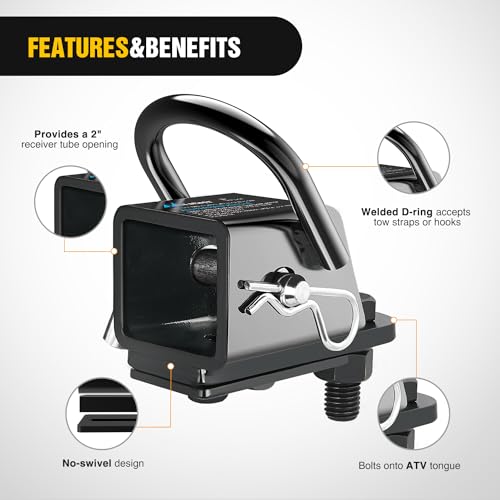 Image of Nilight 2 Inch Rear Trailer Hitch Receiver Kit for ATV UTV Rear Bumper Tow Hook Black Hitch Cover Kit
