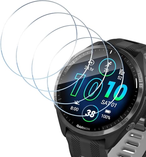 HidWee Protector de Pantalla Compatible con Garmin Forerunner 965 Cristal Templado, 4 Piezas 9H Dureza HD Vidrio Templado, Anti-Burbujas, Anti-arañazo
