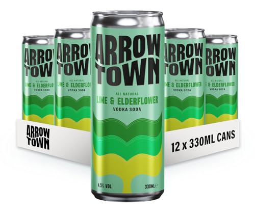 Arrowtown Lime & Elderflower Vodka Soda (12 x 330ml) - Refreshing 4.5% ABV Sparkling Water | Hard Seltzer | Low-Sugar, Vegan, Gluten-Free Beverage