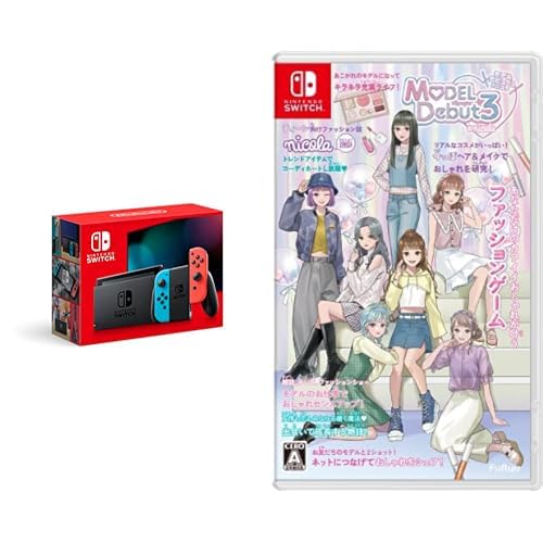 Nintendo Switch Joy-Con(L) ネオンブルー/(R) ネオンレッド+MODEL Debut3#nicola/モデルデビュー3 ニコラ -Switch セット