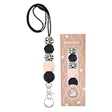 Cute Lanyards for Id Badges and Keys for Women Teacher，Durable Silicone Beaded Breakaway Lanyard...