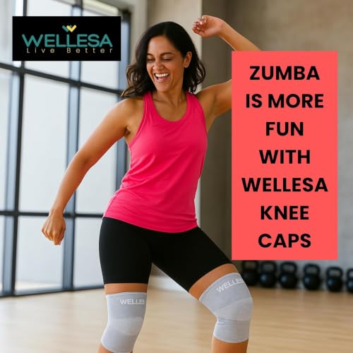 Image of WELLESA Knee Cap Support for Men & Women | Pain Relief Brace | Breathable & 4-Way Stretch | Compression Knee Sleeve for Sports, Gym & Injury Recovery (WL-003, S)
