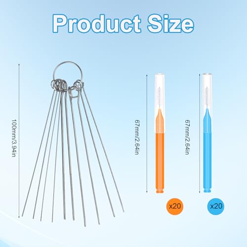 Image of 50pcs Shower Head Cleaner Tools, Multipurpose Shower Head Cleaning Brushes Multi-Size Showerhead Cleaner Picks Anti-Clogging for Bathroom Small Hole Nozzle Little Gaps (Orange, Blue)