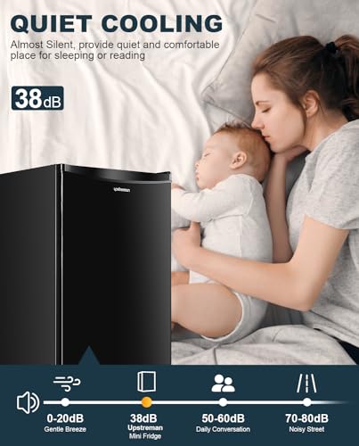 Upstreman BR321 3.2 Cu.Ft Mini Fridge With Freezer, Single Door Mini Fridge, Dorm Fridge, Adjustable Thermostat, Mini Refrigerator thumb #4