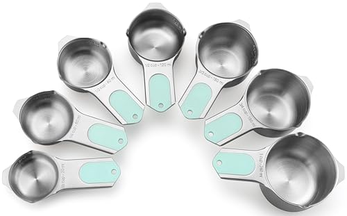 Image of Spring Chef Magnetic Stainless Steel Measuring Cups Set of 7 Patented, Mint
