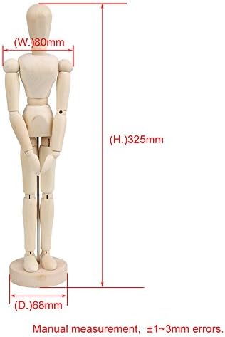 BQLZR Wooden 12In Artist Drawing Manikin Articulated Mannequin w/Base Flexible Body