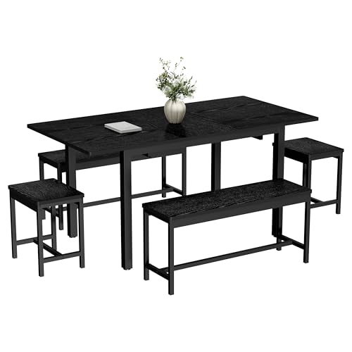 GAOMON Extendable Dining Table Set 5-Piece, Large 6-8 Seater Kitchen