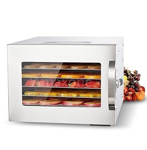 Stainless Steel Food Dehydrator With 6 Trays 500W Beef Jerky Machine with 30-90? Temp Control 24H Timer Electric Fruit Dryer for Herbs, Pet Food, Vegetables