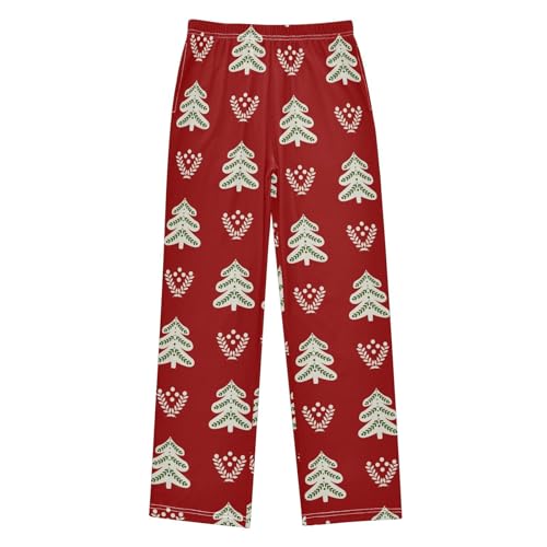 Boys' Pants Christmas Trees Scandinavian Red Long Bottoms Jogger Pants Elastic Waist Trousers with Pockets S-XL