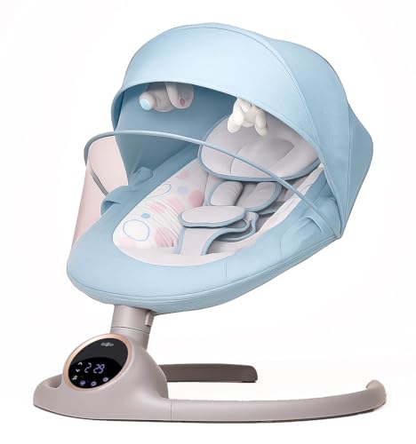 BEBE2LUXE Alpha : Silla Mecedora Eléctrica para Niños, Hamaca Bebé, Columpio Bebe, Hamaca eléctrica 0‑9 kg, Bluetooth, pantalla táctil LED, música, arnés 5 puntos, temporizador