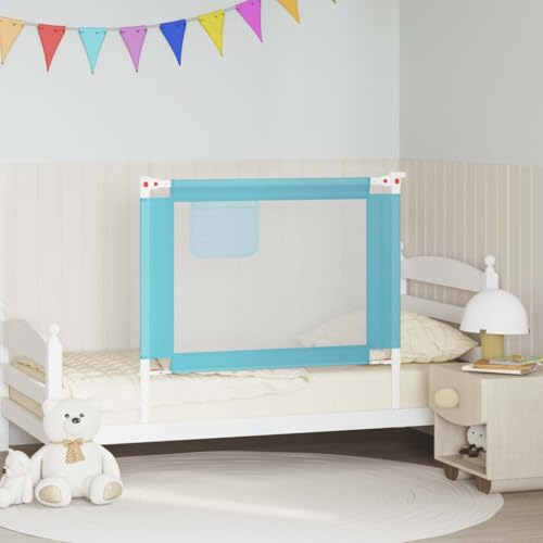 QUAHEAS Barrera protectora para cama infantil, 100 x 25 cm, tela con rejilla lateral plegable, protección contra caídas de altura ajustable para cuna y cuna, protección segura para el borde de la cama
