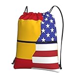 Ninainaid Mochila con cordón y cremallera con diseño de bandera de España americana, mochila deportiva, gimnasio, compras, deporte, yoga.