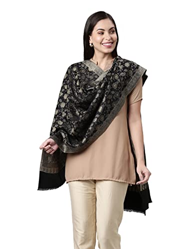 Image of Pashmoda Women Kaani Stole with Silky Zari Weave, Shawl, Wrap (Size 72X208 CM)