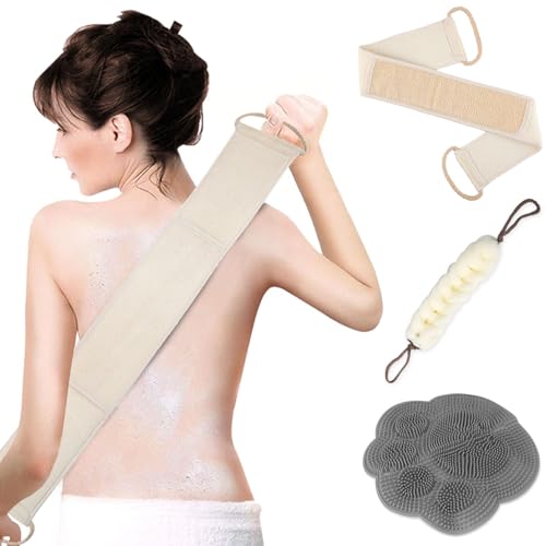 Molirex 3-Piece Long Handle Exfoliating Bath Sponge Set