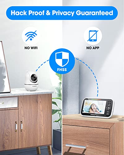 Baby Monitor With Camera And Audio - 5” Display Video Baby Monitor With 29 Hour Battery Life, Remote Pan & Tilt, 2X Zoom,Auto Night Vision, 2 Way Talk, Temperature Sensor,Lullabies,960 Feet Range #TOP7
