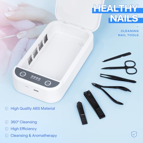 LXIANGN Nail Tool Sterilizer with Blue Light,Portable USB Sterilizer For Nail Tools Nail Cleaning Box Beauty Tool Cleaner Machine for for Nail Salon, Tweezers, Jewelry, Phone, Manicure Tools Cleaning