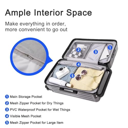 Front Opening Suitcase Aluminum Alloy Widen Trolley Rolling Luggage High-capacity Travel Case with Wheel and USB Charging Plug-26-gray4