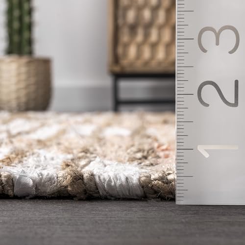 Tapis en jute nuLOOM Marla rose mini format pour protéger meuble - 3