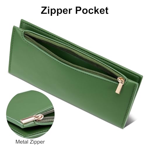 Image of Tipmile Slim Wallet for Women, RFID Blocking Credit Card Holder | Thin Compact Bifold Wallet with Zipper, Ladies Gift