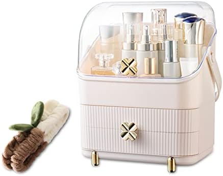 Galatée Multi-Function Make Up Case Dustproof Cosmetic Storage Box,Cosmetics Skin Care Products Jewelry Organizer Case Finishing Box Bedroom Bathroom Desktop,Portable Skincare Organizers (White)